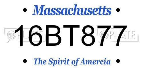 16BT877 Massachusetts License Plate