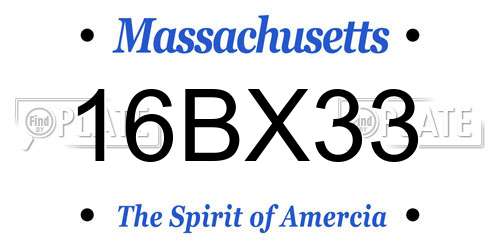 16BX33 Massachusetts License Plate
