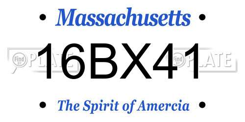 16BX41 Massachusetts License Plate