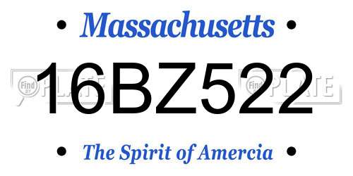 16BZ522 Massachusetts License Plate