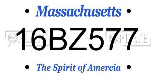 16BZ577 Massachusetts License Plate