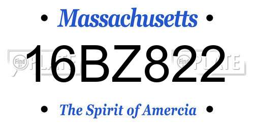 16BZ822 Massachusetts License Plate