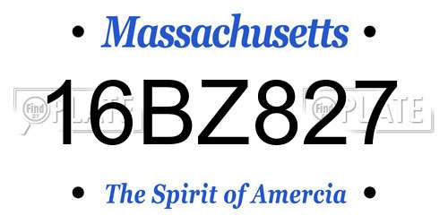 16BZ827 Massachusetts License Plate