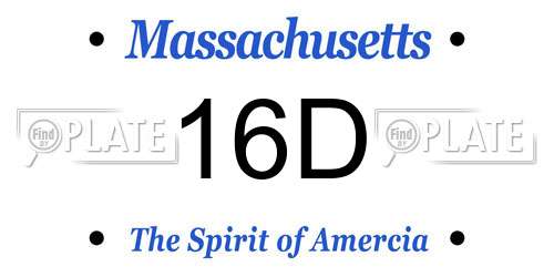 16D Massachusetts License Plate