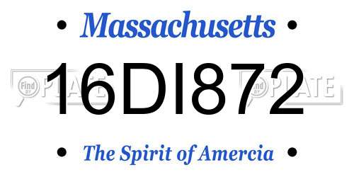 16DI872 Massachusetts License Plate