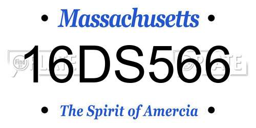 16DS566 Massachusetts License Plate