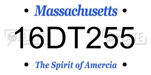 16DT255 Massachusetts License Plate