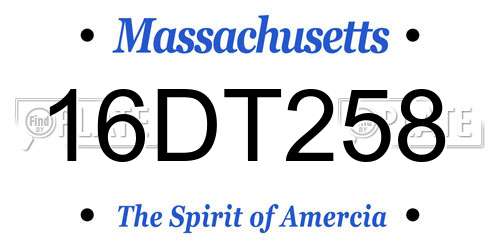 16DT258 Massachusetts License Plate
