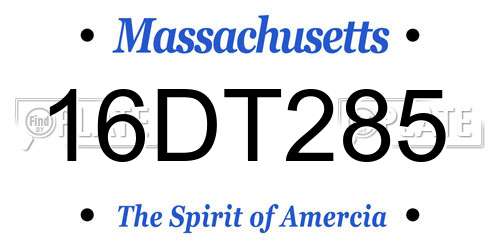 16DT285 Massachusetts License Plate
