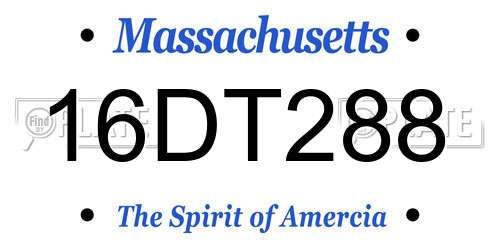 16DT288 Massachusetts License Plate