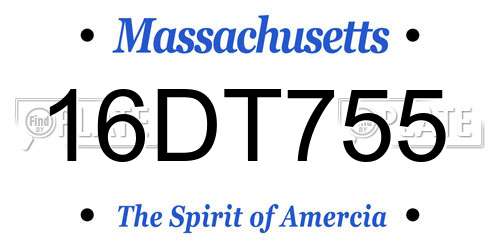 16DT755 Massachusetts License Plate