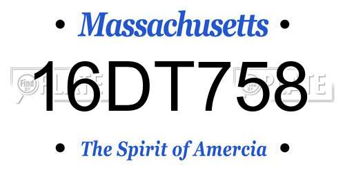 16DT758 Massachusetts License Plate