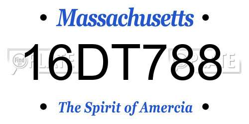 16DT788 Massachusetts License Plate