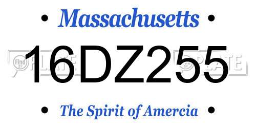 16DZ255 Massachusetts License Plate