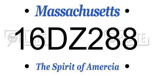 16DZ288 Massachusetts License Plate