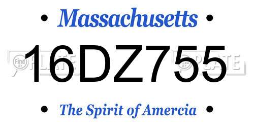 16DZ755 Massachusetts License Plate