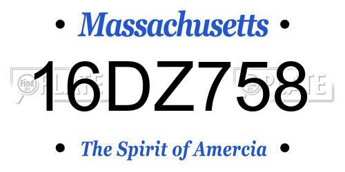 16DZ758 Massachusetts License Plate