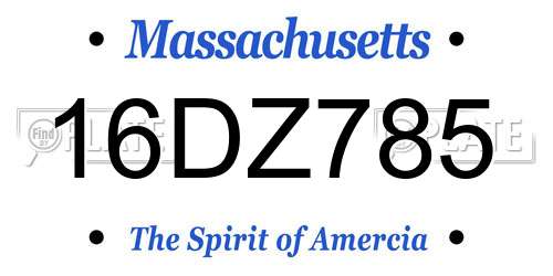 16DZ785 Massachusetts License Plate