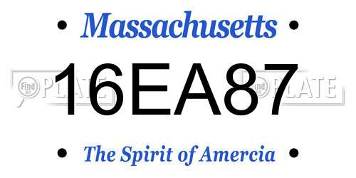 16EA87 Massachusetts License Plate