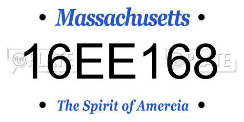 16EE168 Massachusetts License Plate