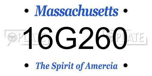 16G260 Massachusetts License Plate