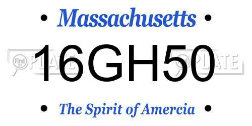 16GH50 Massachusetts License Plate