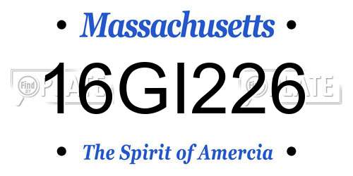 16GI226 Massachusetts License Plate