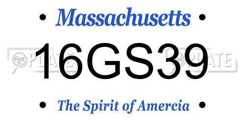 16GS39 Massachusetts License Plate