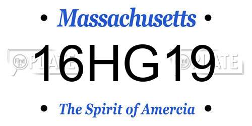 16HG19 Massachusetts License Plate