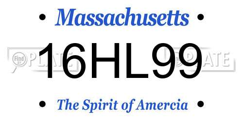 16HL99 Massachusetts License Plate