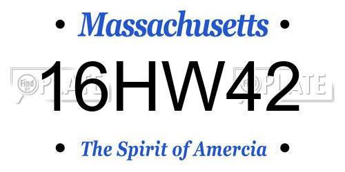 16HW42 Massachusetts License Plate