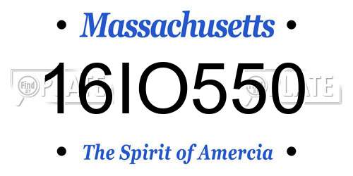 16IO550 Massachusetts License Plate