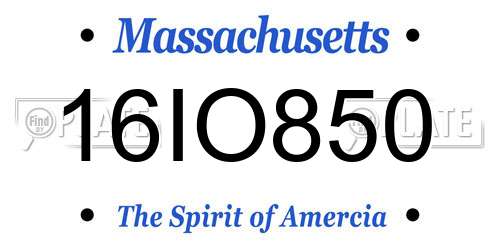 16IO850 Massachusetts License Plate