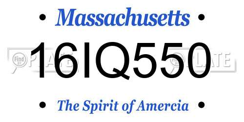 16IQ550 Massachusetts License Plate