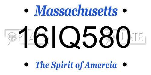 16IQ580 Massachusetts License Plate