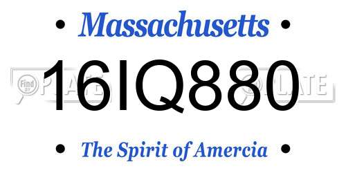 16IQ880 Massachusetts License Plate
