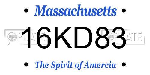 16KD83 Massachusetts License Plate