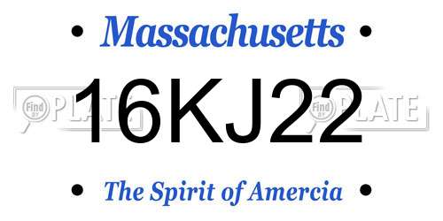 16KJ22 Massachusetts License Plate