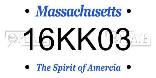 16KK03 Massachusetts License Plate