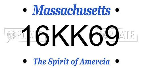 16KK69 Massachusetts License Plate