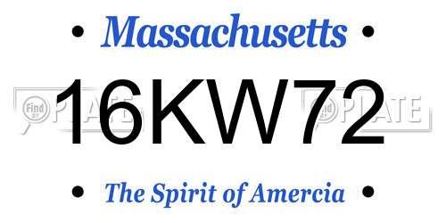 16KW72 Massachusetts License Plate