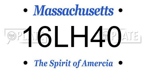 16LH40 Massachusetts License Plate