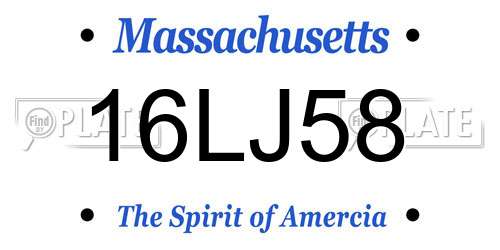 16LJ58 Massachusetts License Plate