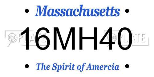 16MH40 Massachusetts License Plate