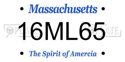 16ML65 Massachusetts License Plate