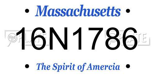 16N1786 Massachusetts License Plate
