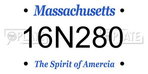 16N280 Massachusetts License Plate
