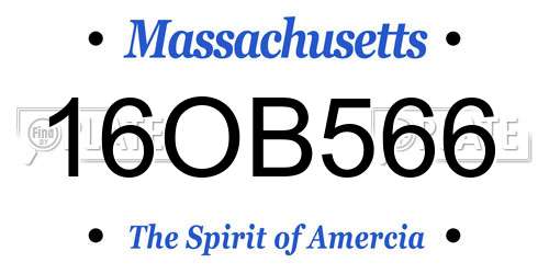 16OB566 Massachusetts License Plate
