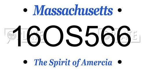 16OS566 Massachusetts License Plate