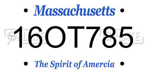 16OT785 Massachusetts License Plate